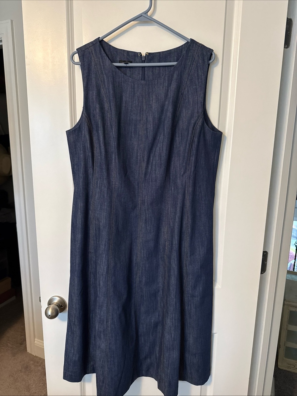 NWT Talbots Women's Dark Wash Denim Sleeveless Sheath Dress Indigo Size 14